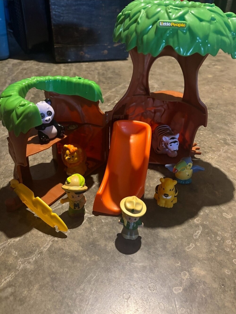 Little People Jungle Adventure Playset with Orange Slide and Green Canopy